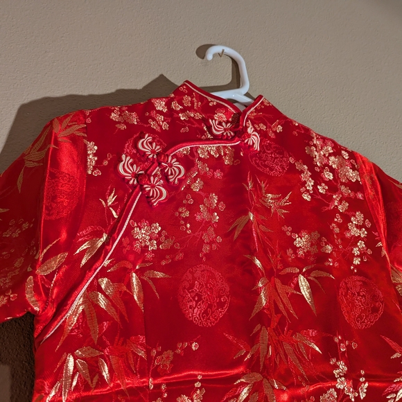 Red Embellished Maxi Dress with Mock Neck - Picture 2 of 16